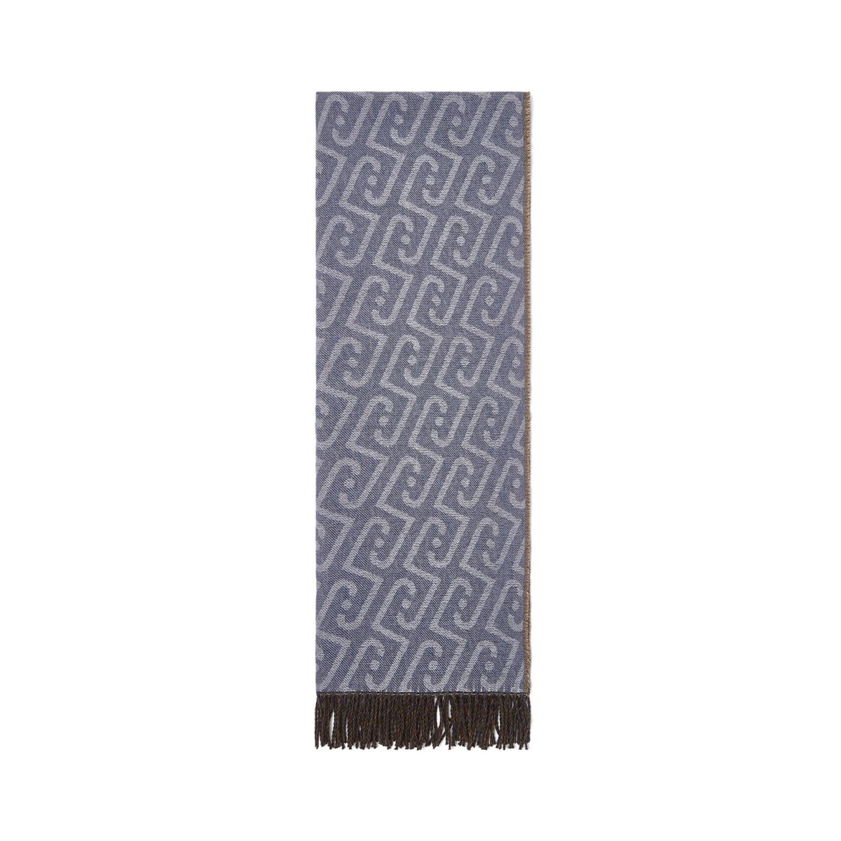 Étole monogramme avec franges denim bleu, LIU JO