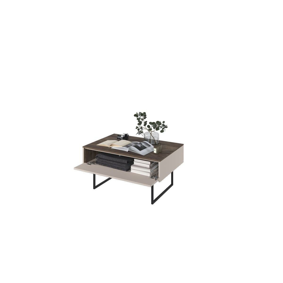 Table basse rectangulaire en panneaux de particules, LOUNA beige, BOBOCHIC