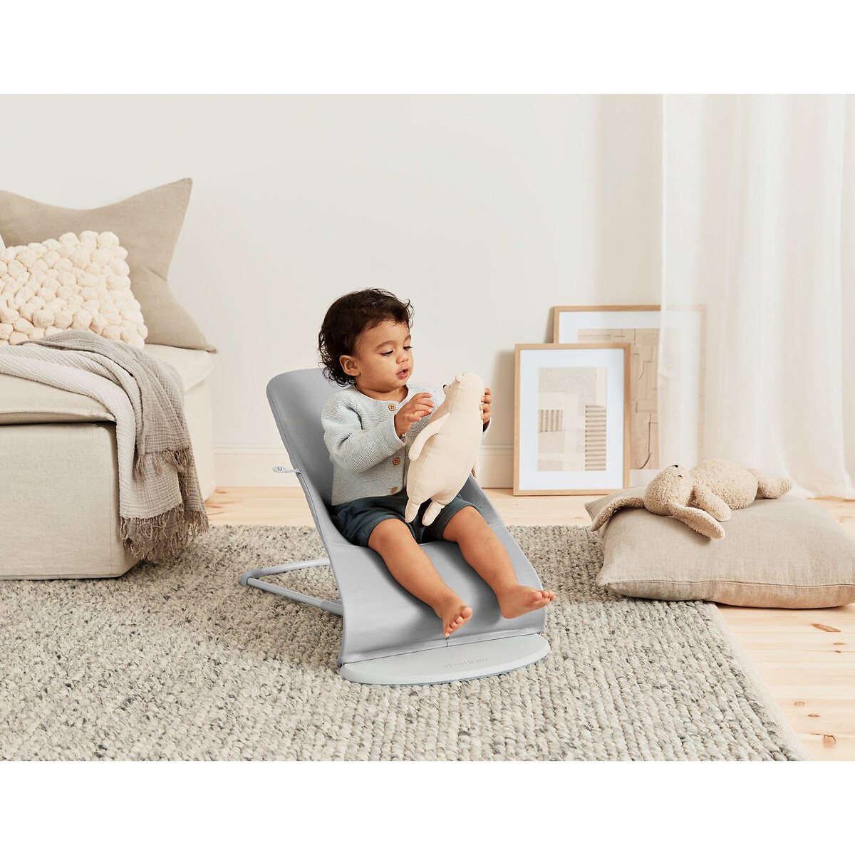 Transat bliss coton matelassage pétale gris clair, BABYBJORN