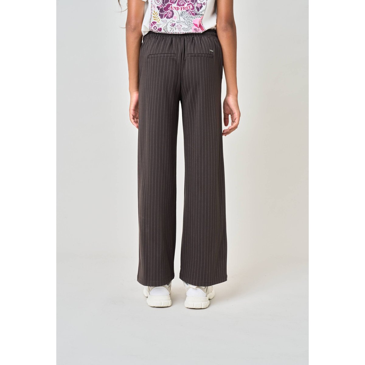 Pantalon droit fille à rayures TAYSEN marron, DEELUXE