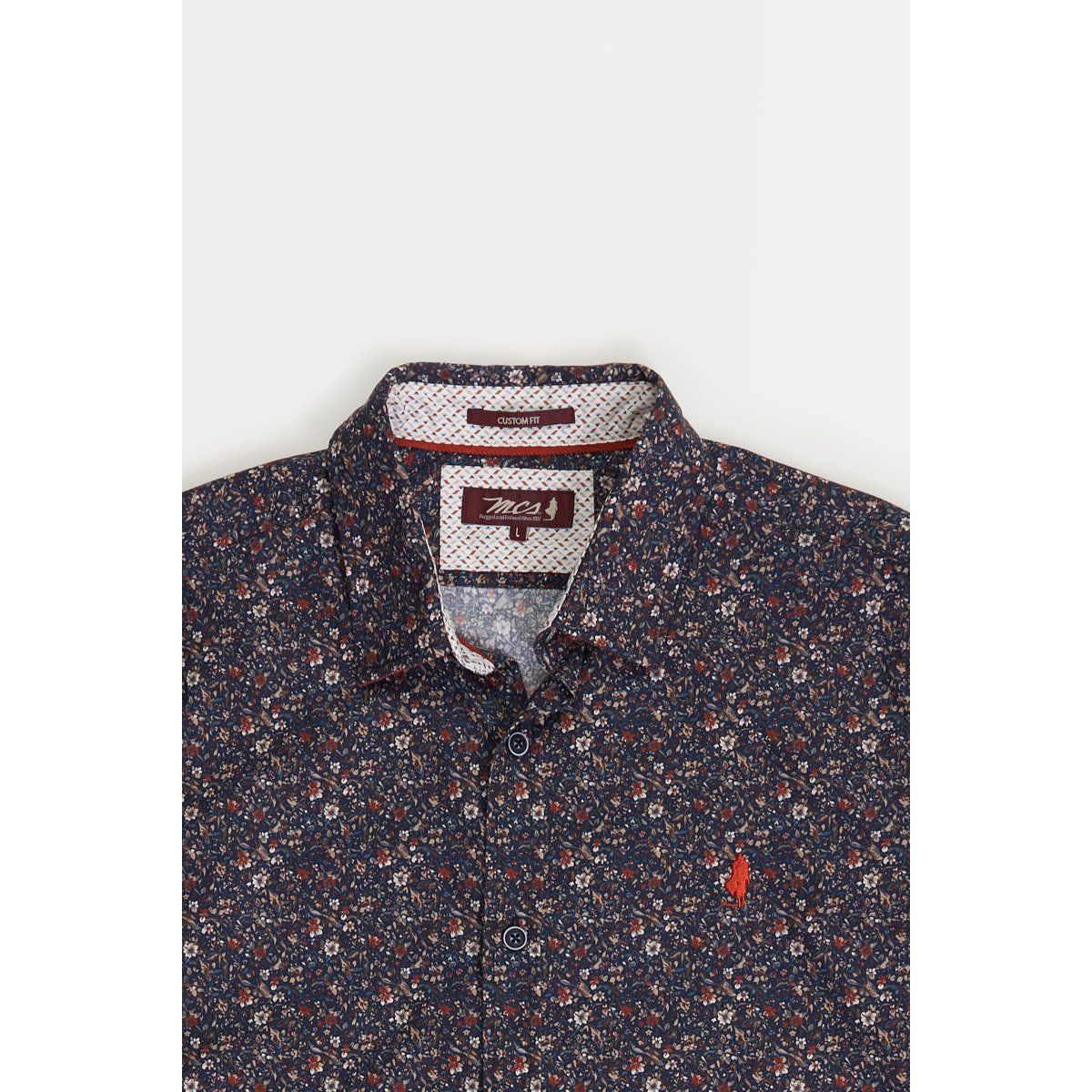 Chemise imprimée motif fleurs des bois bleu marine, MCS