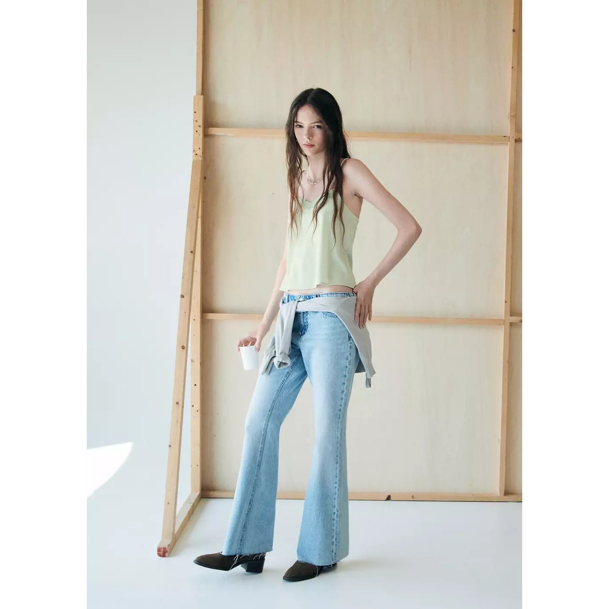 Débardeur à bretelles avec détail en dentelle vert menthe, MANGO TEEN