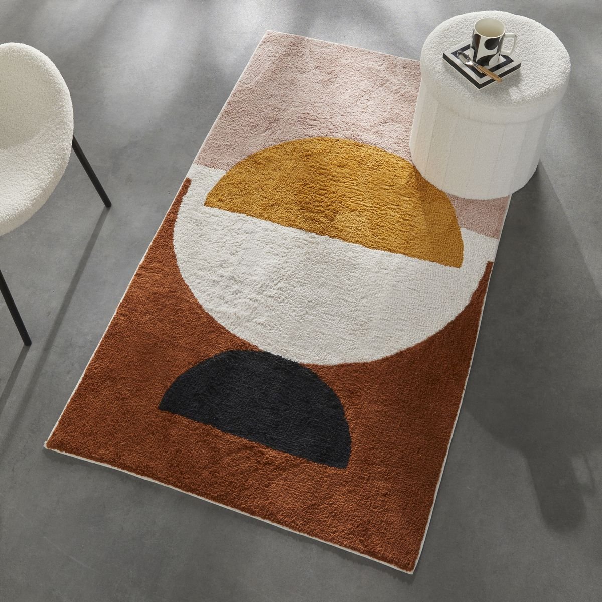 Tapis tufté Graphique Coton RETRO MOOD rouge brique, TODAY