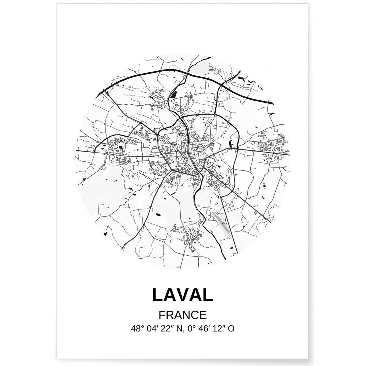 Affiche Carte Laval blanc, L'AFFICHERIE