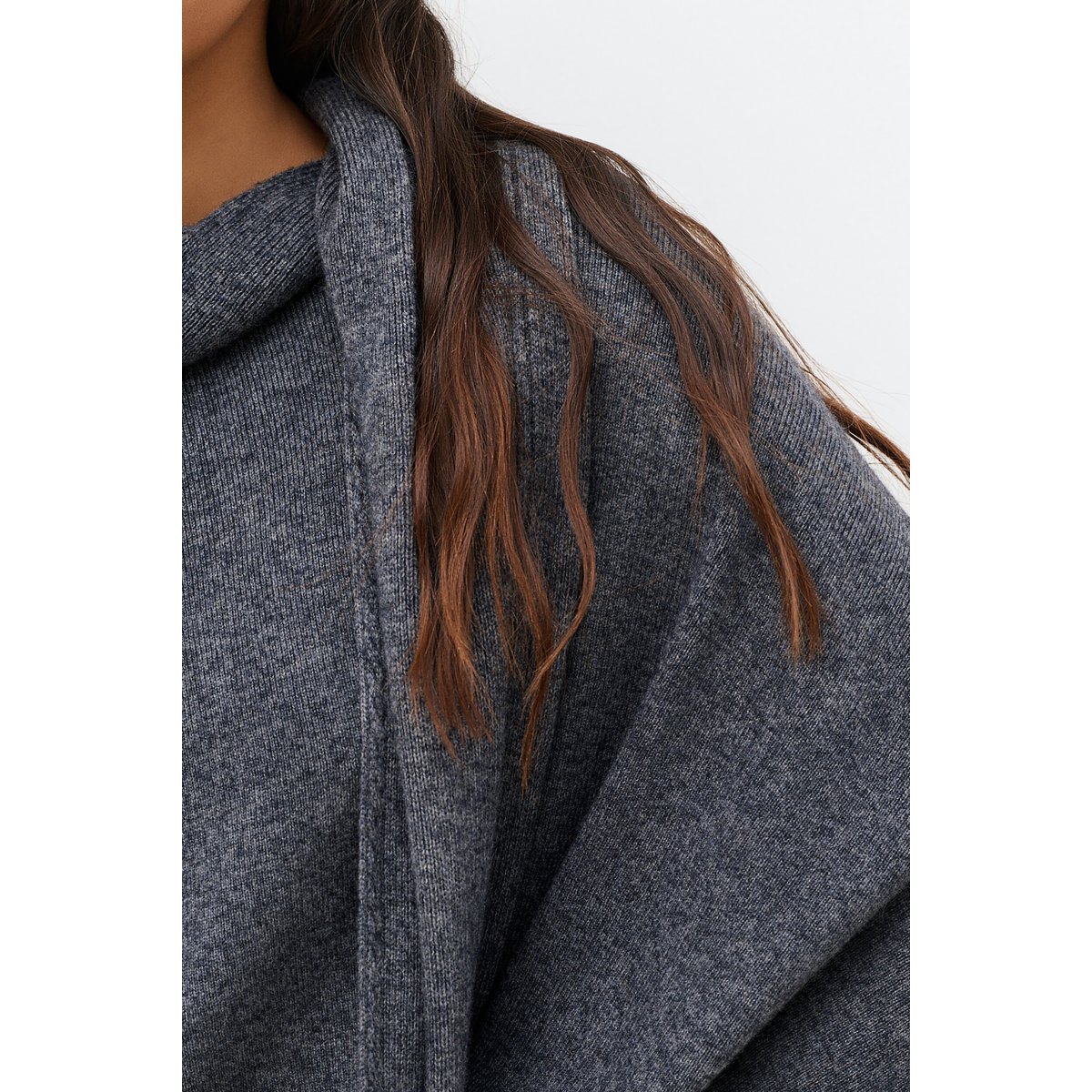 Poncho ample col roulé HICHARPA gris, CAROLL