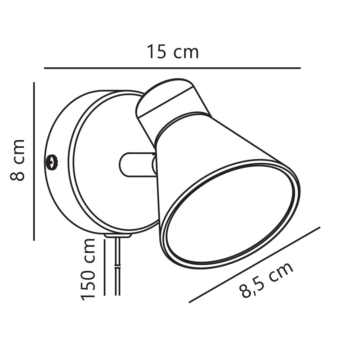 Applique murale spot style industriel orientable en métal, EIK gris, NORDLUX