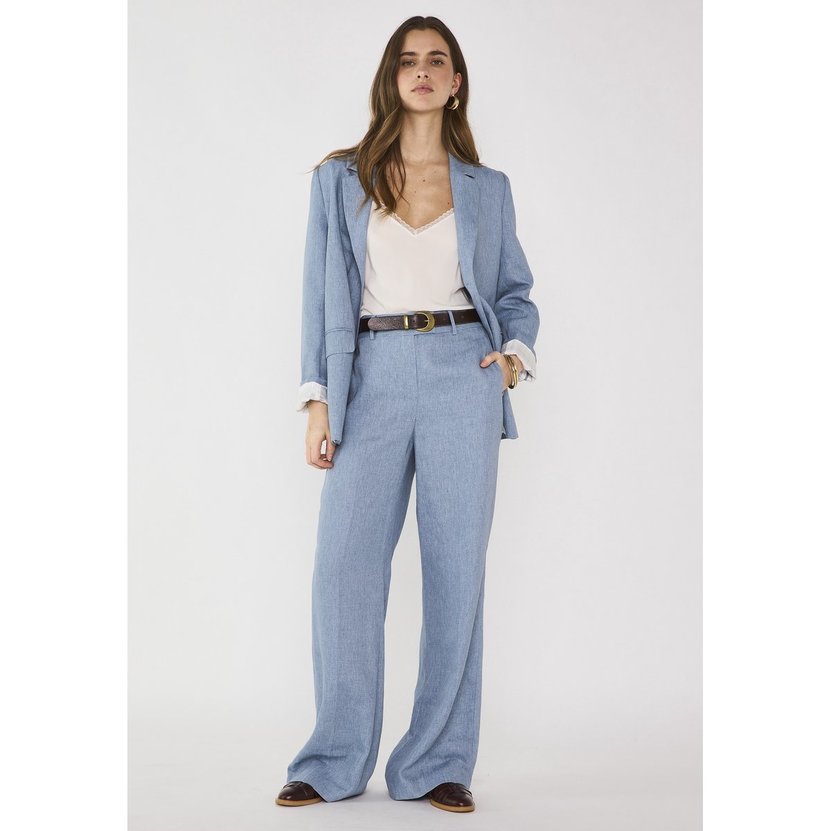 Pantalon de tailleur taille haute LAYLA bleu, Maison 123