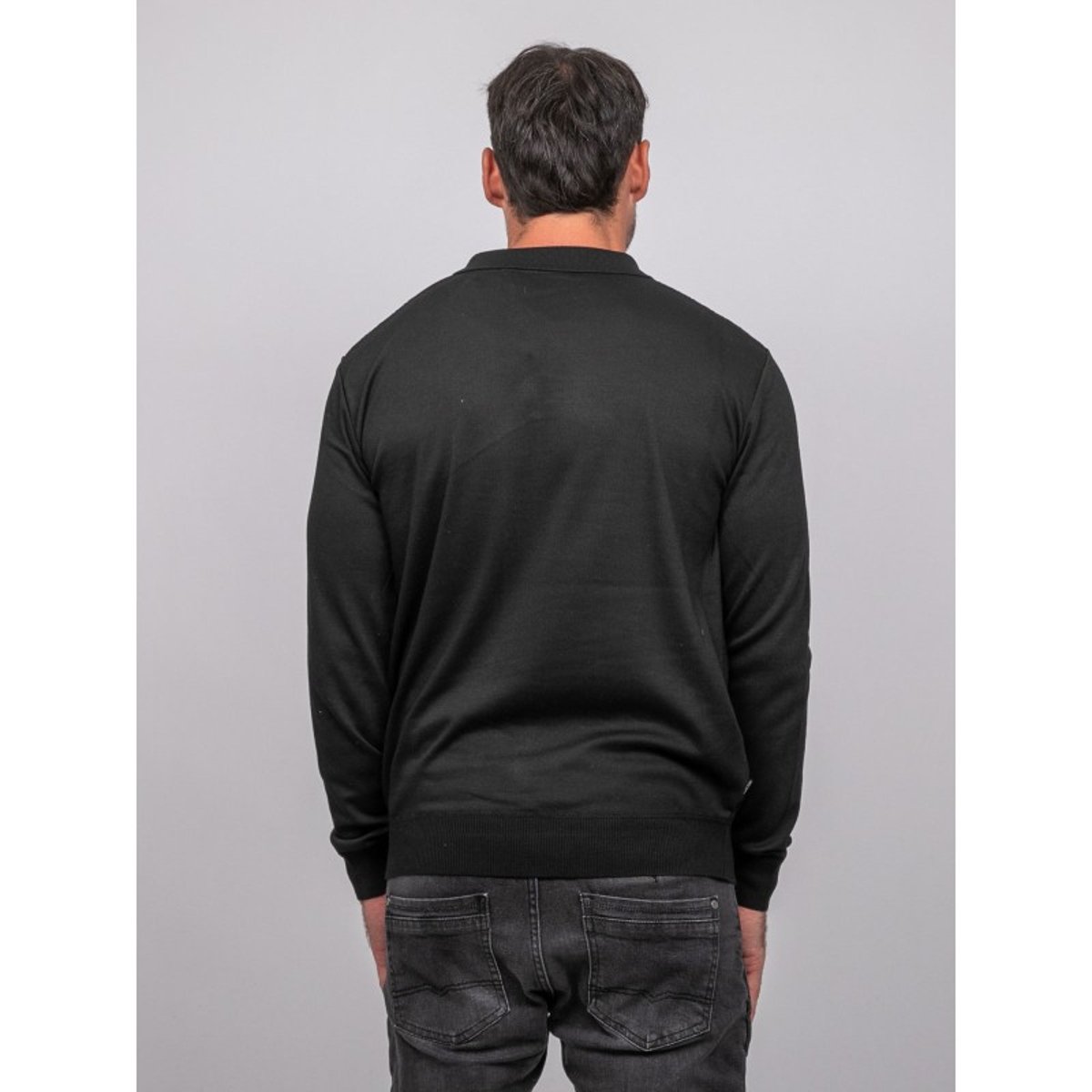 Pull Polo Manches Longues Col Zippé Linetox noir, RITCHIE