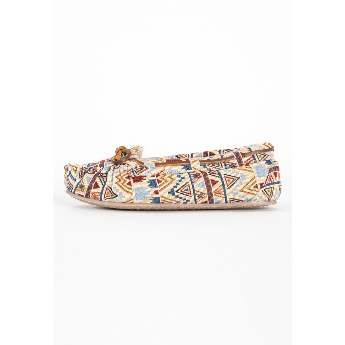 Mocassins en daim fourrés en laine CALLY imprimé floral, MINNETONKA