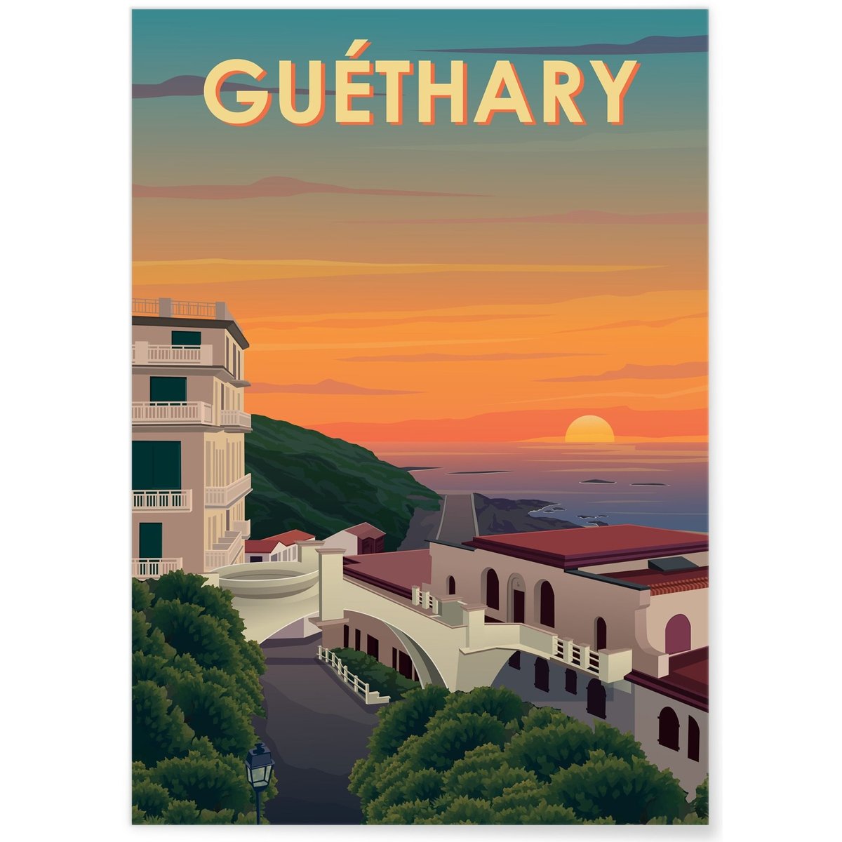 Affiche ville Guéthary blanc, L'AFFICHERIE