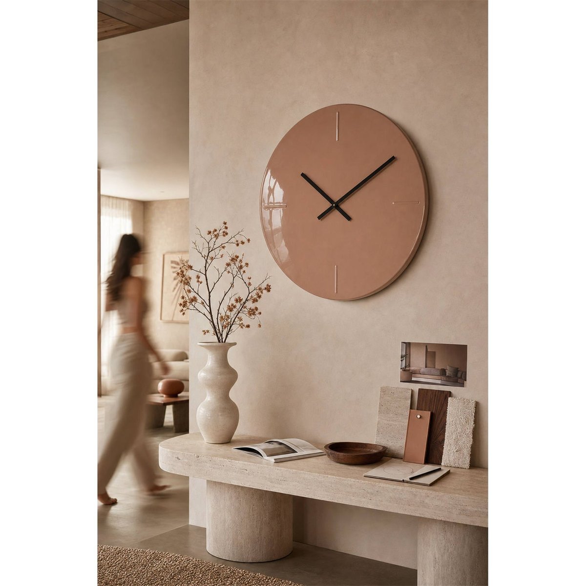 Horloge murale en fer design minimaliste mocha mousse, RECOLLECTION