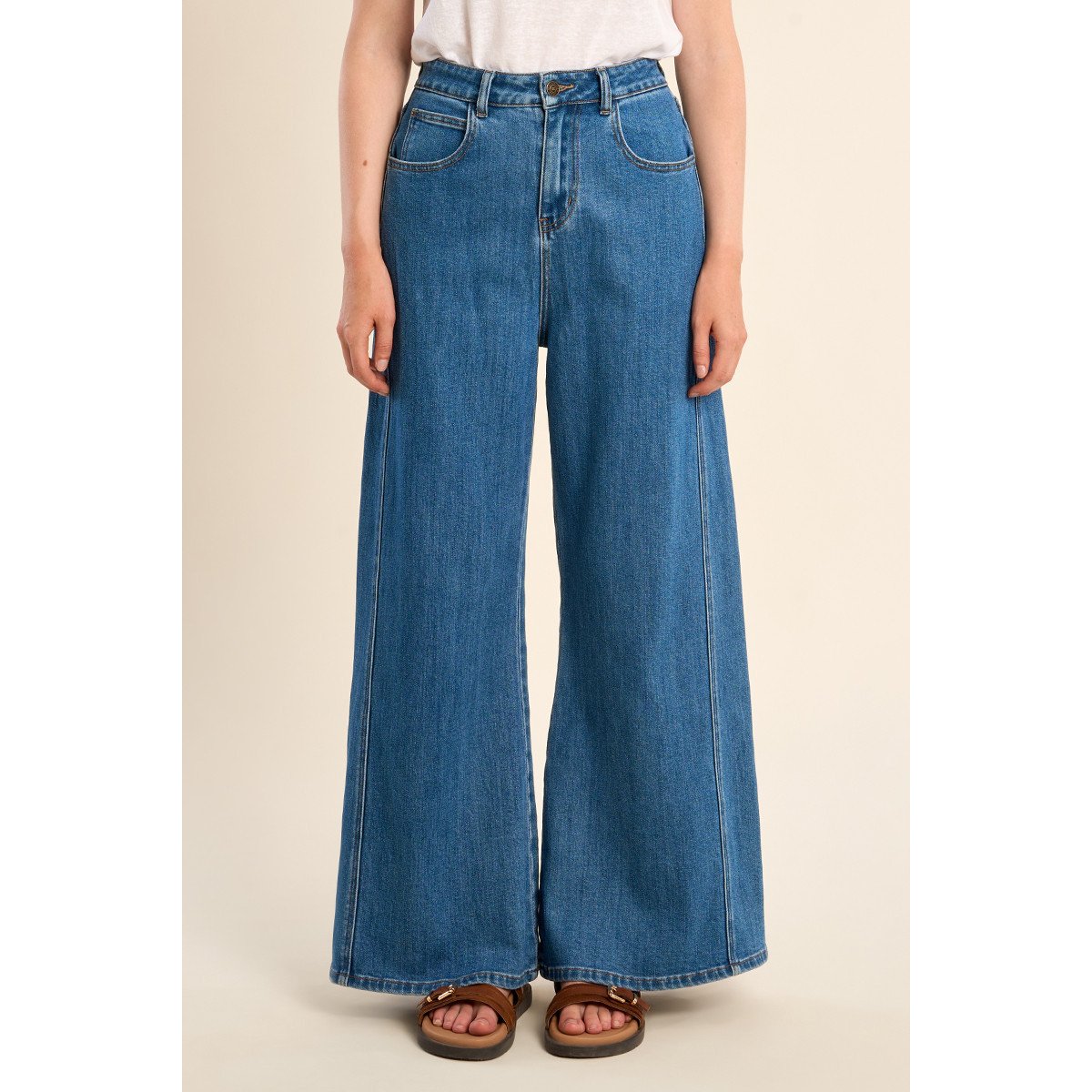 Jean taille haute et large blue denim, MOLLY BRACKEN