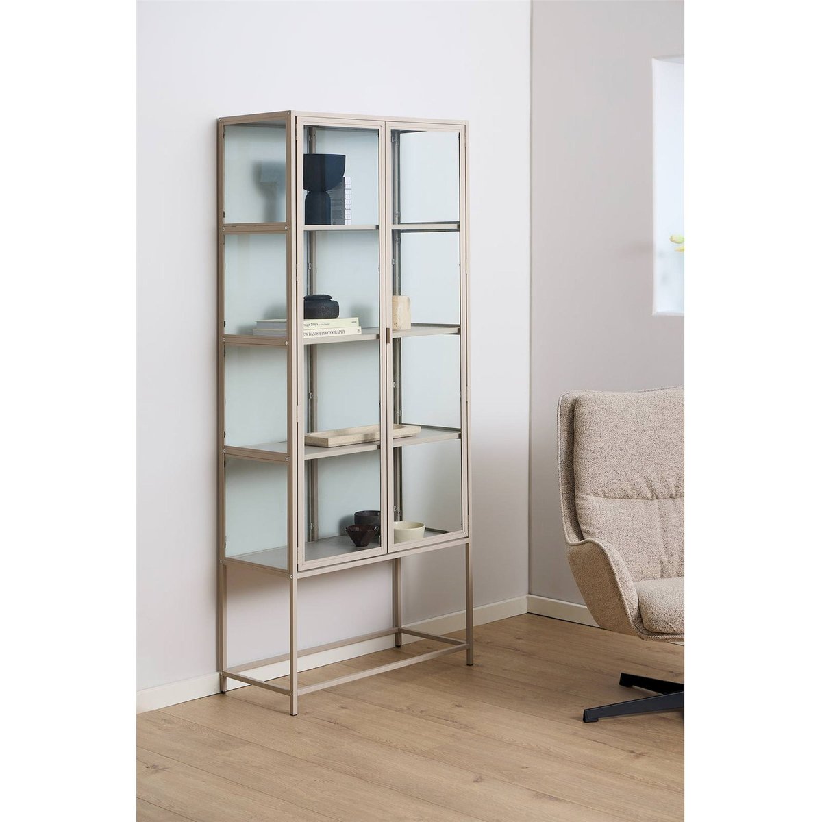 Vitrine deux portes collection SEAFORD beige, RECOLLECTION
