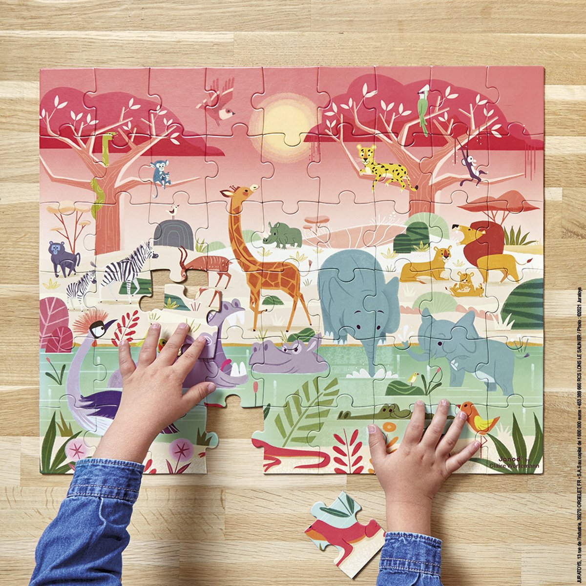 Puzzle Réserve animalière 54 pcs orange, JANOD