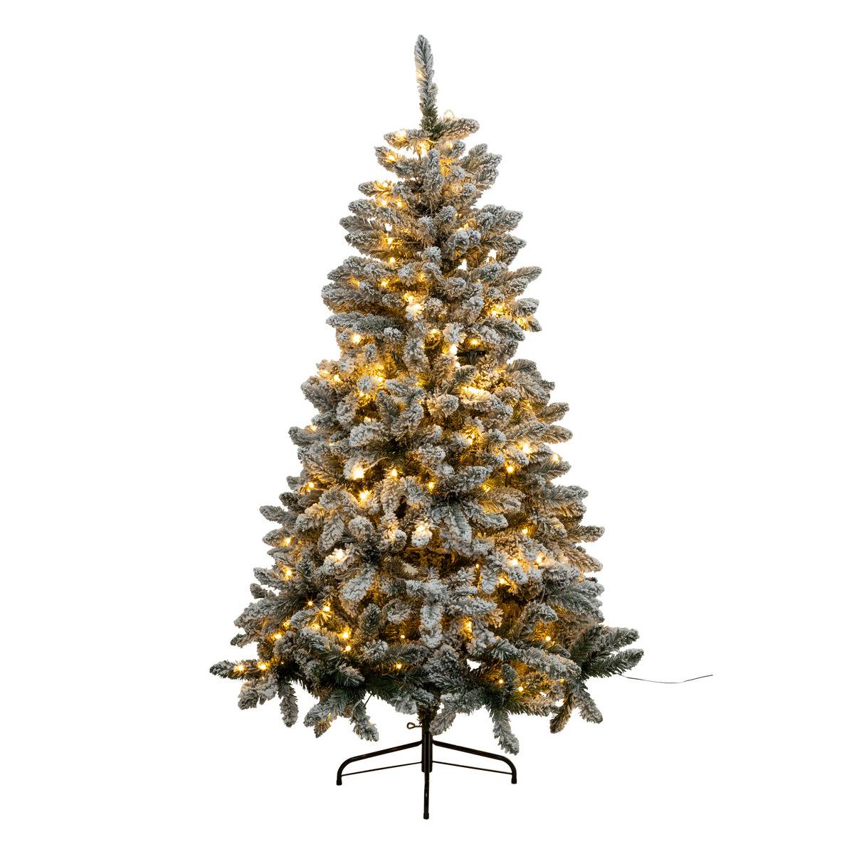 Sapin artificiel lumineux floqué Snow Lord H150 cm vert, FEERIC LIGHTS & CHRISTMAS