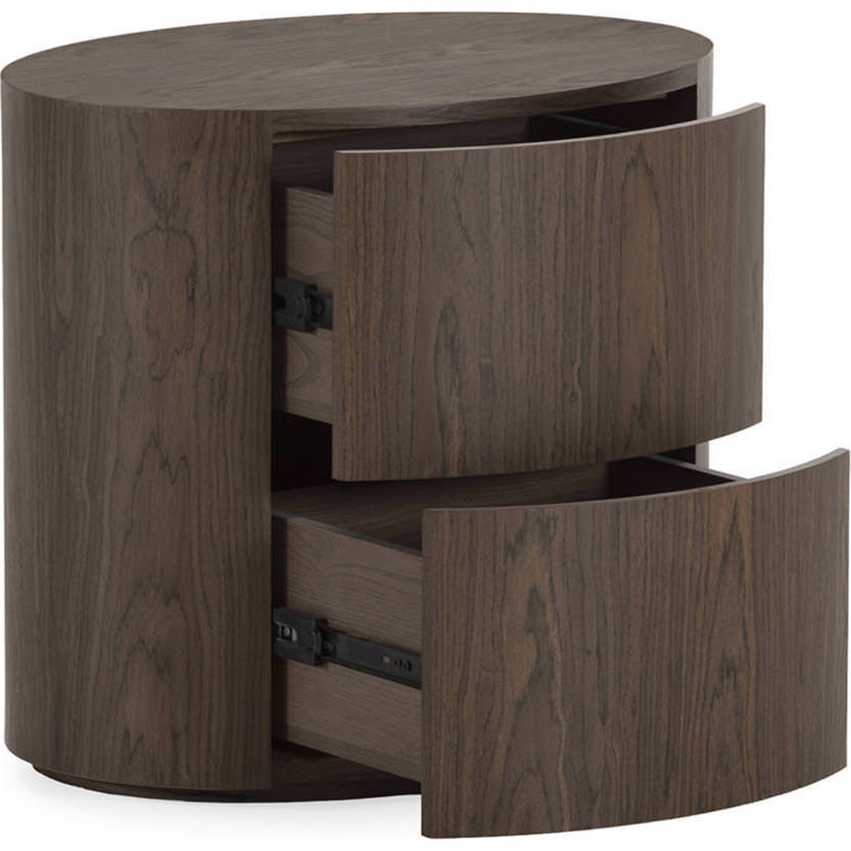Table de chevet arrondie en bois marron foncé, RECOLLECTION