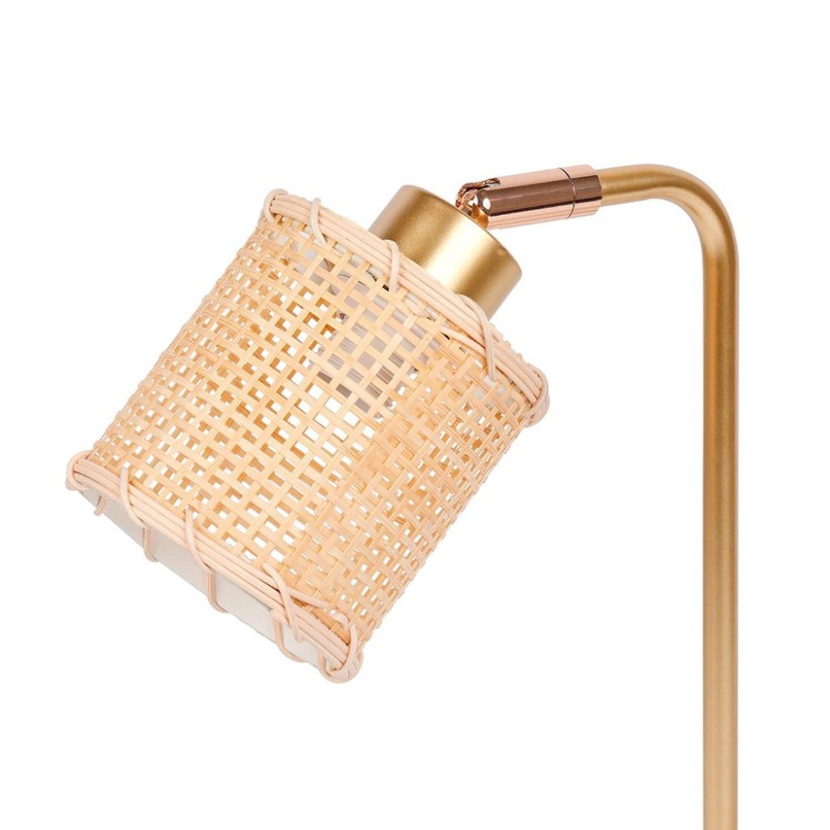Lampe Métal Dorée Avec Abat-jour Bambou or, DECORATIE