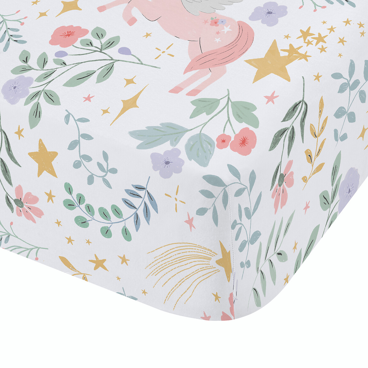 Fairytale Unicorn Fitted Sheet white, CATHERINE LANSFIELD