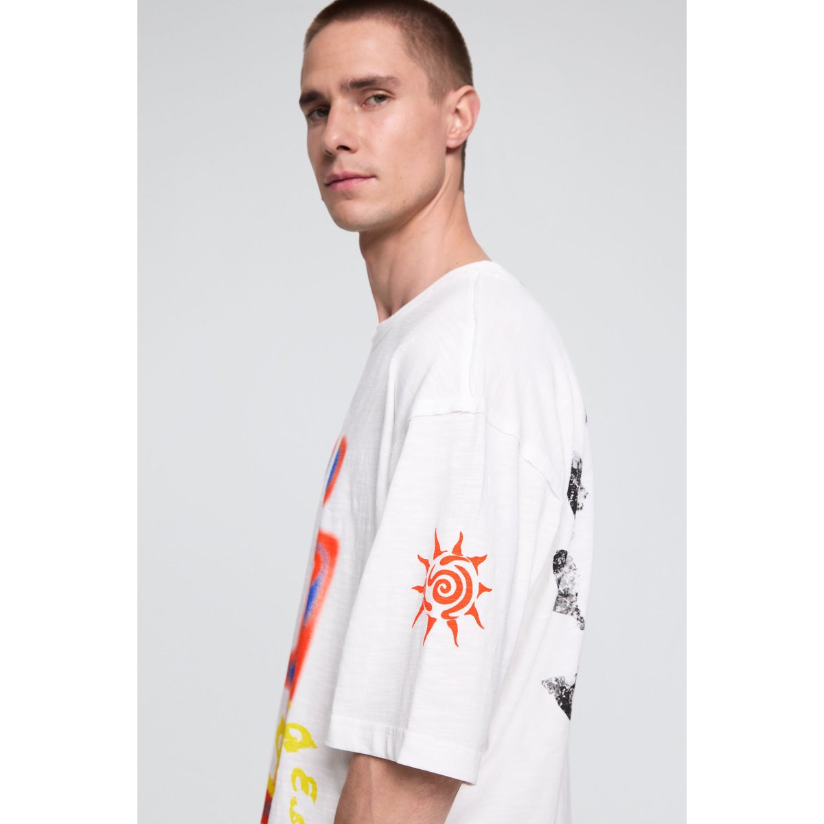 T-shirt imprimé robots blanc, DESIGUAL