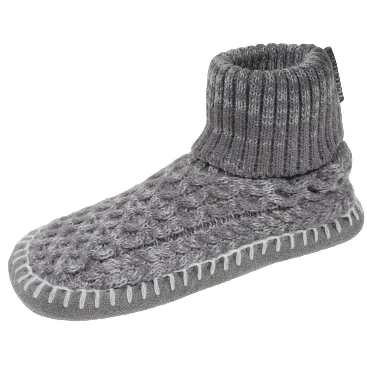 Chaussettes d'intérieur maille torsadée, picots antidérapants gris, ISOTONER