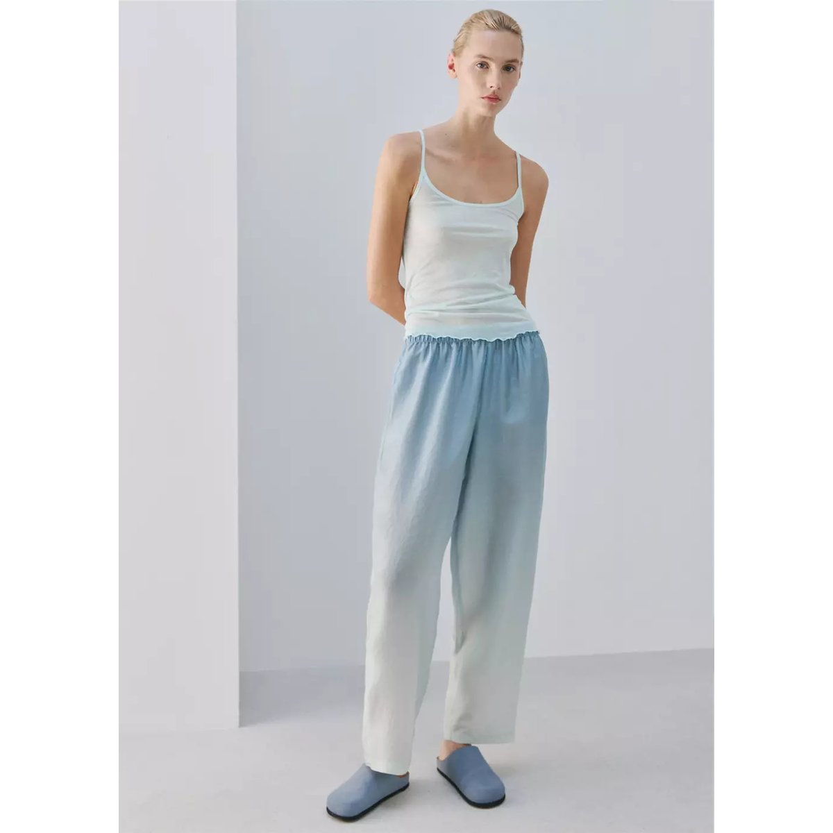 T-shirt micromodal bretelles bleu, MANGO