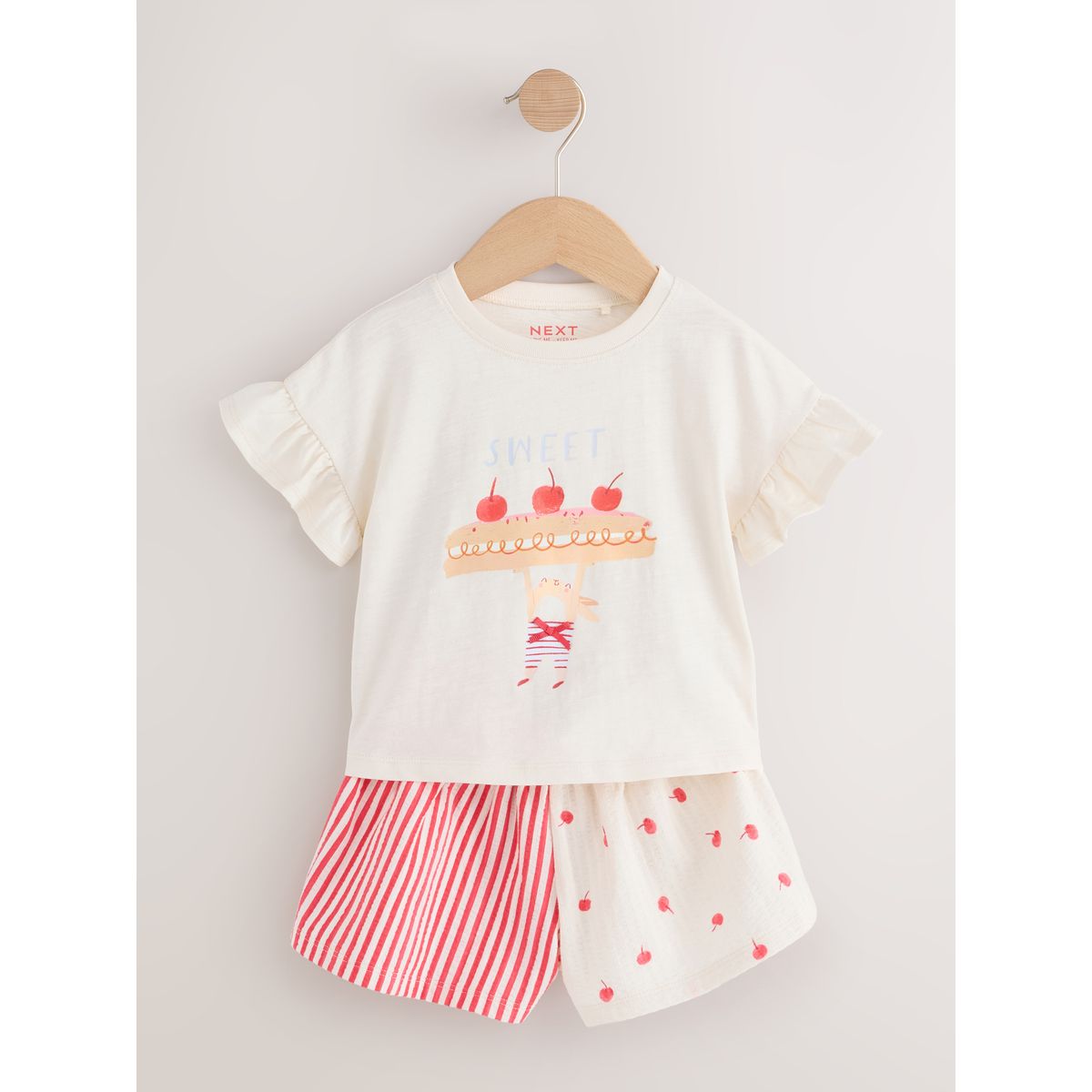 Ensemble short et t-shirt à manches courtes lapin blanc écru, NEXT