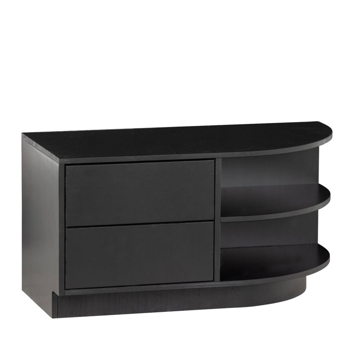 Meuble TV 2 tiroirs en bois L78cm- FINCA noir, WOOOD