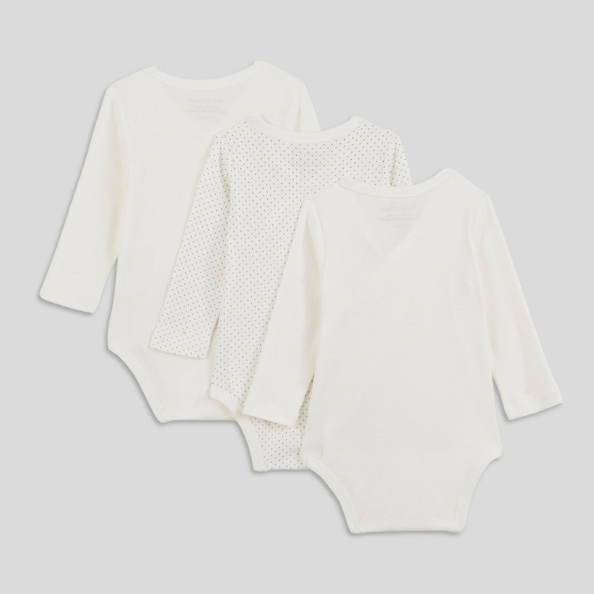 Lot de 3 bodies manches longues croisés en coton BIO, certifié GOTS et OEKO TEX blanc, BOUT'CHOU