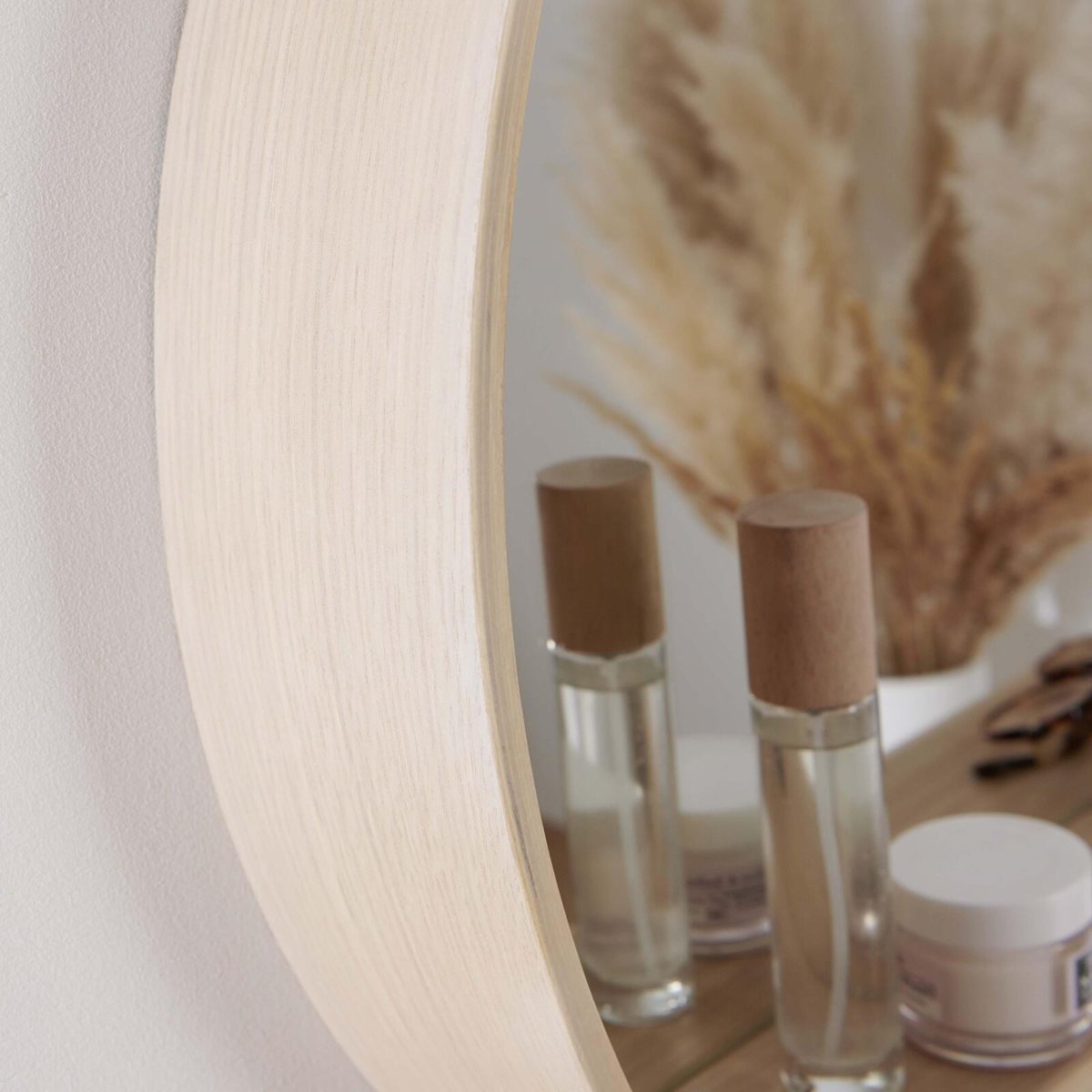 Miroir rond en chêne avec étagère OBLO chêne, MOB IN
