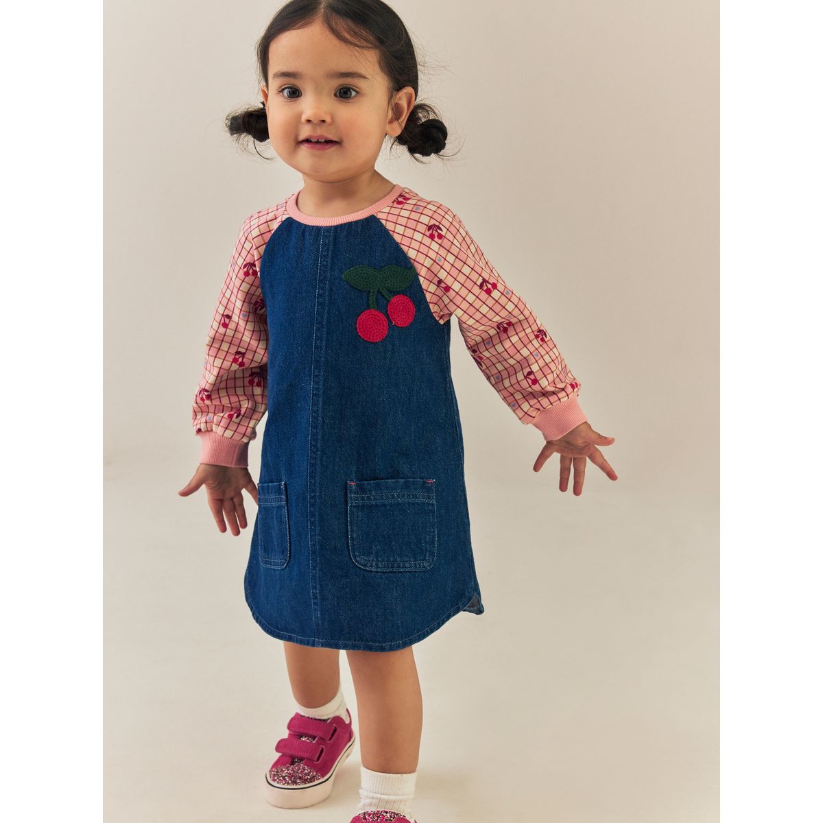 Robe en jean à manches raglan impression cerise, NEXT
