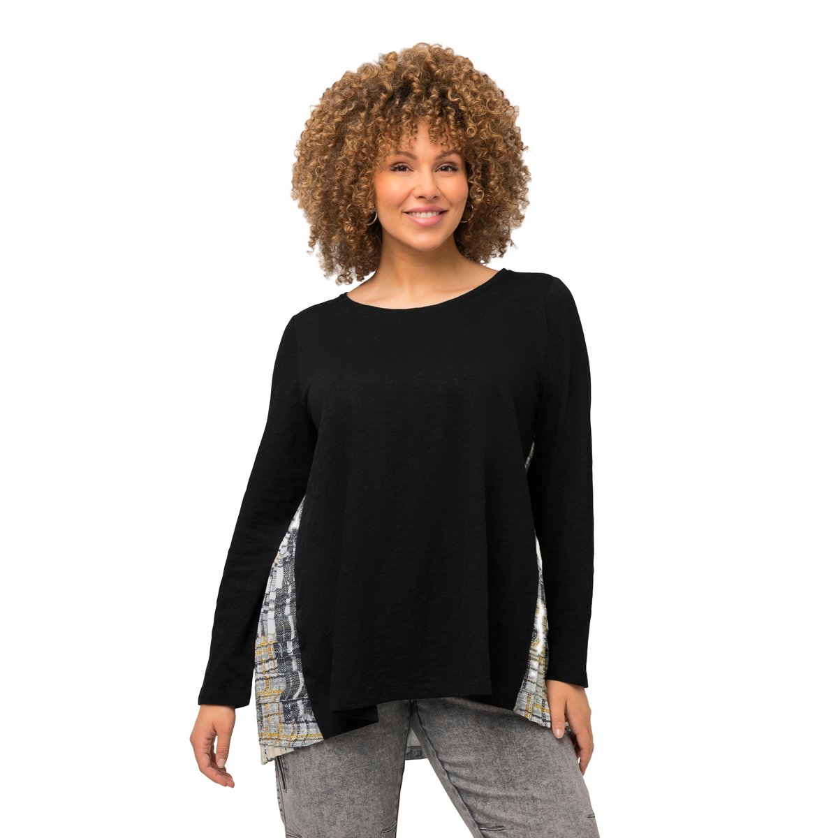 T-shirt à dos plissé noir, ULLA POPKEN