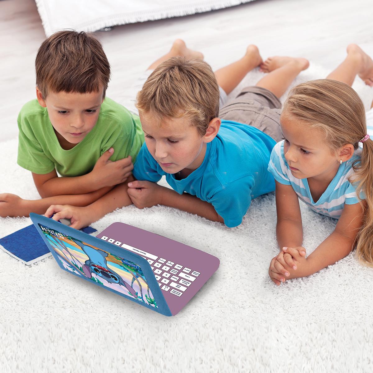 Ordinateur portable éducatif parlant bilingue Stitch- Français/Anglais violet, LEXIBOOK