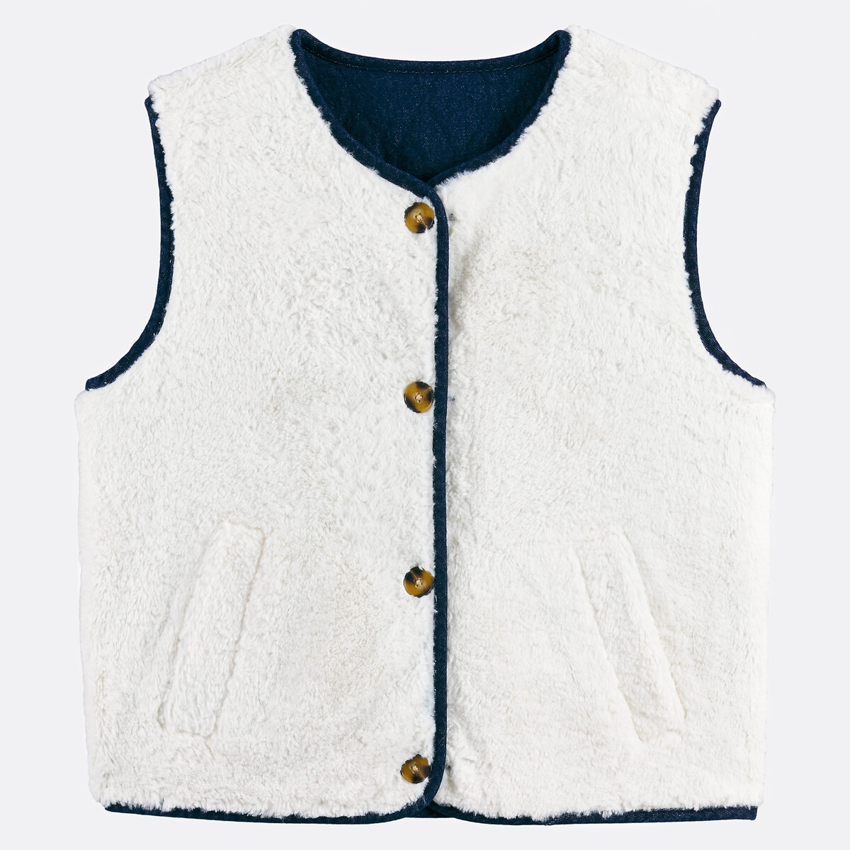 Reversible Cardigan in Quilted Denim untreated blue, LA REDOUTE COLLECTIONS