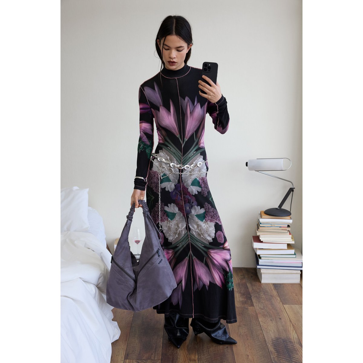 Robe longue miroir noir, DESIGUAL