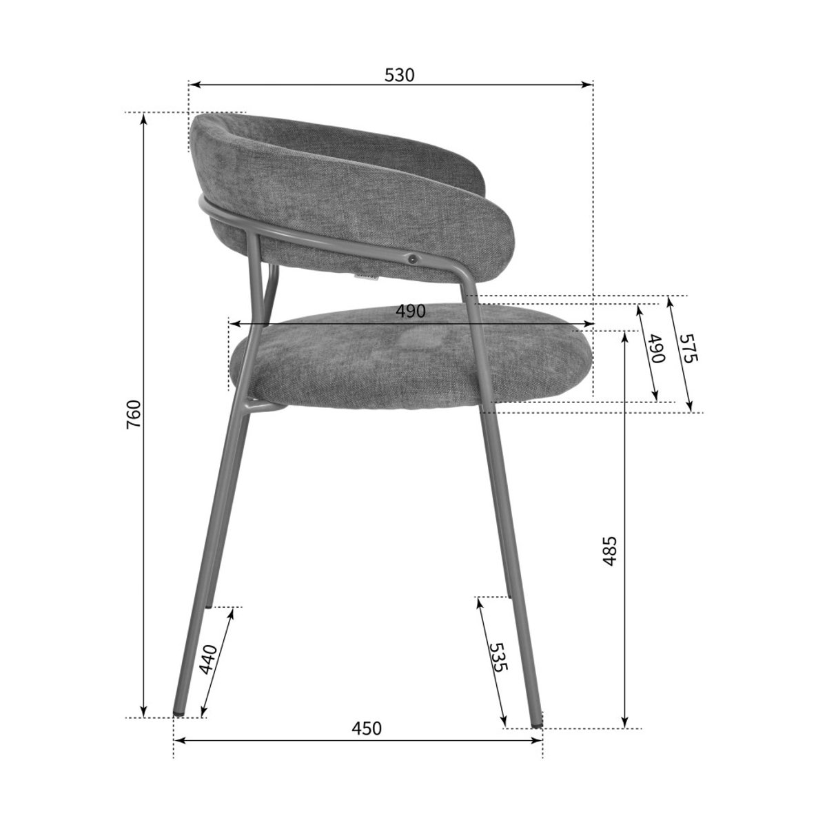 Lot de 2 fauteuils de table en tissu pieds métal- CELESTY vert, DRAWER