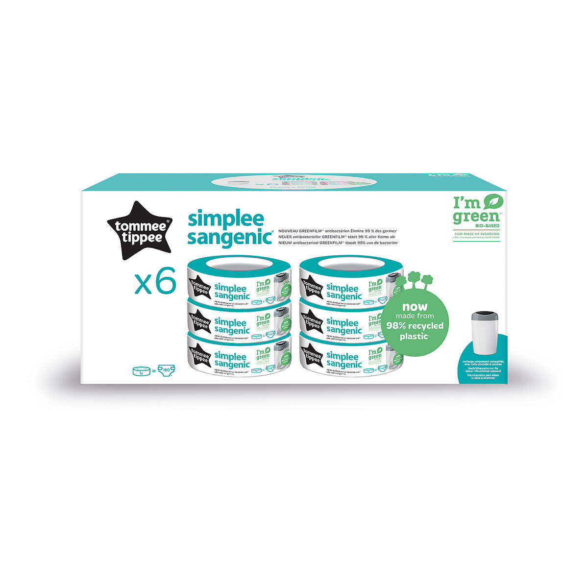 Recharges Poubelle Simplee Lot 6 noir, TOMMEE TIPPEE