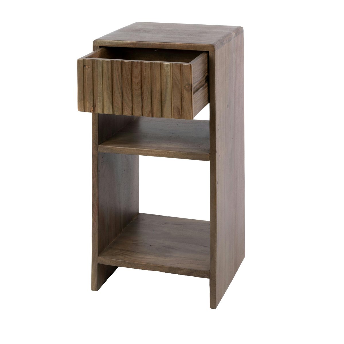 Table de chevet bois d'acacia brun 1 tiroir 2 tablettes NAKO marron, PIER IMPORT