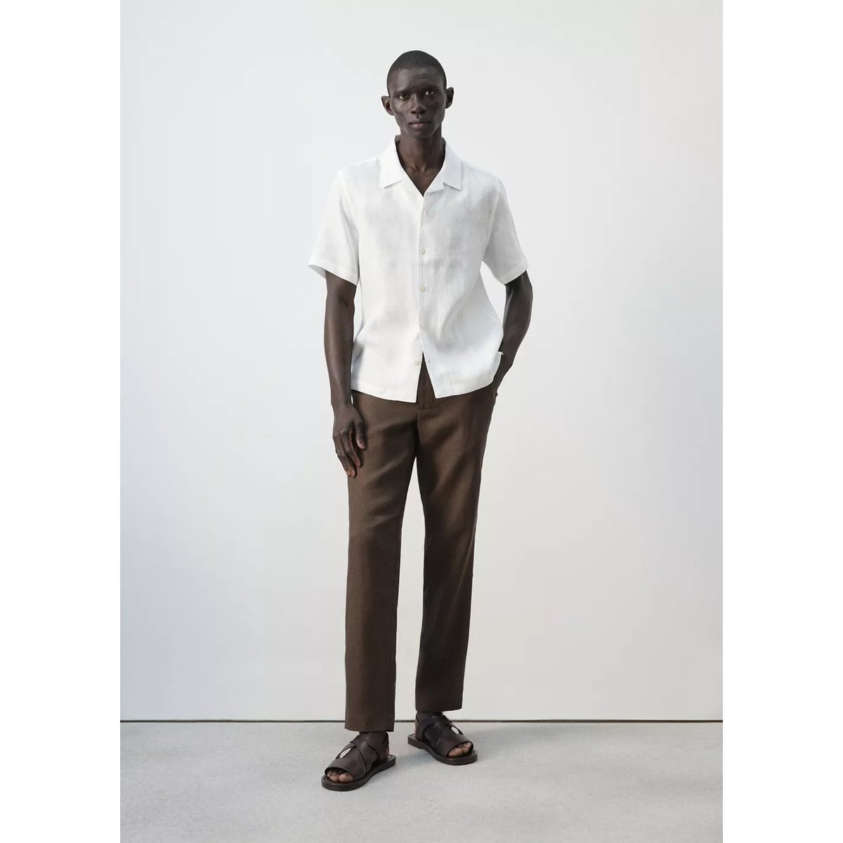 Chemise regular fit 100 % lin blanc, MANGO MAN