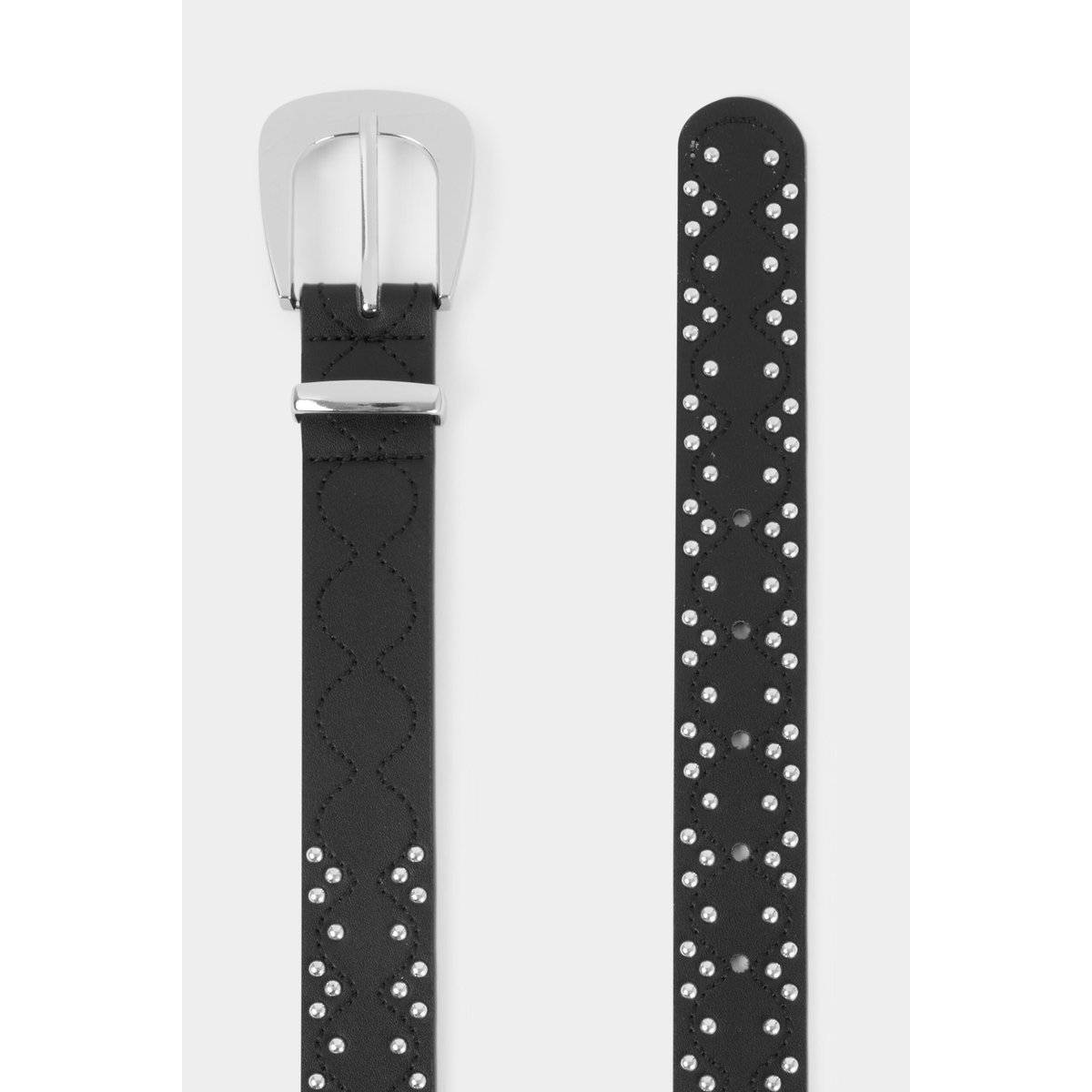 Ceinture fine cloutée noir, MORGAN