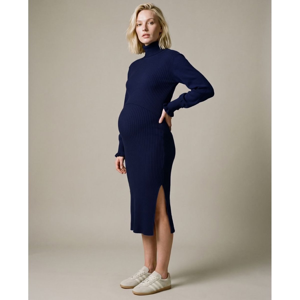 Robe de grossesse et d'allaitement Adriana marine, CACHE COEUR