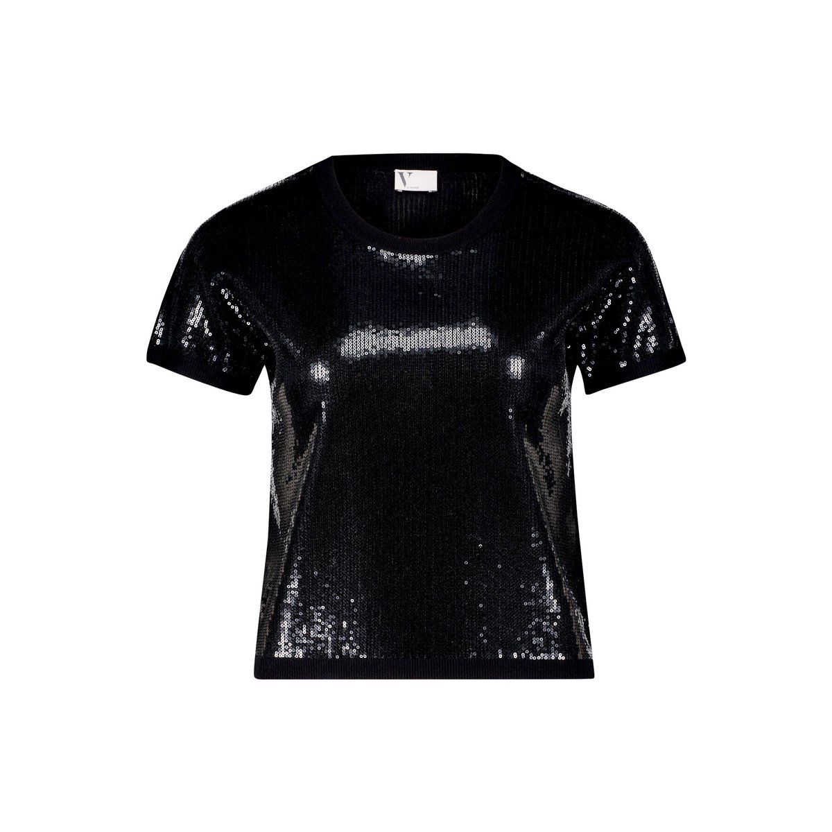 Pull-over en maille basique à encolure ronde noir, VERA MONT