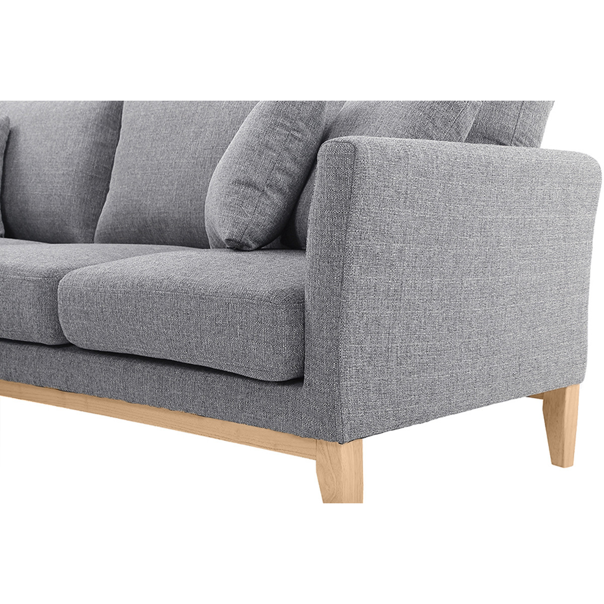 Canapé d'angle gauche scandinave déhoussable 3-4 places OSLO gris clair, MILIBOO