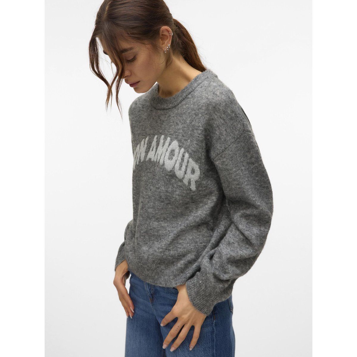 Pull En Maille medium grey melange, VERO MODA