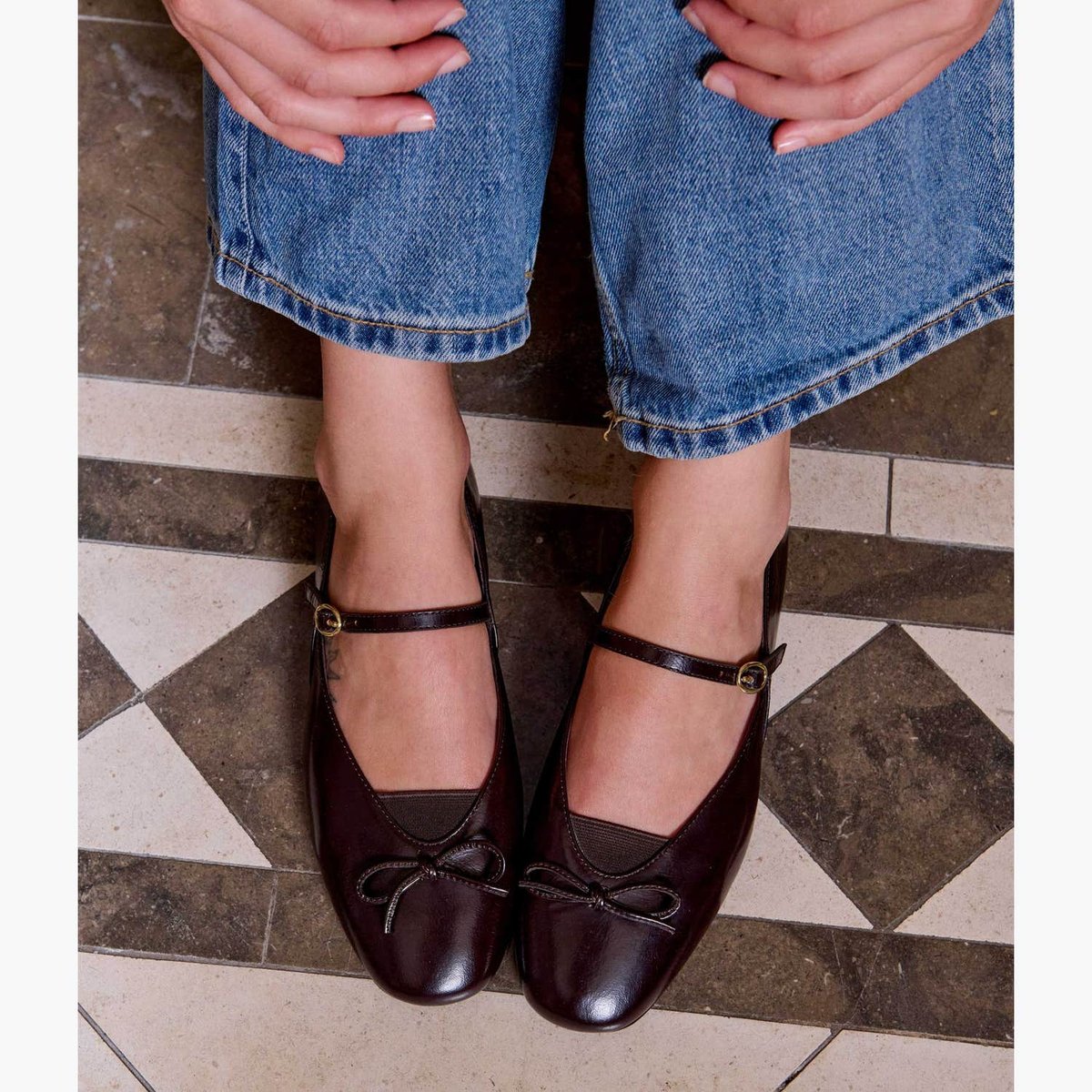 Ballerine en cuir BIANCA marron marron fonce, BOCAGE