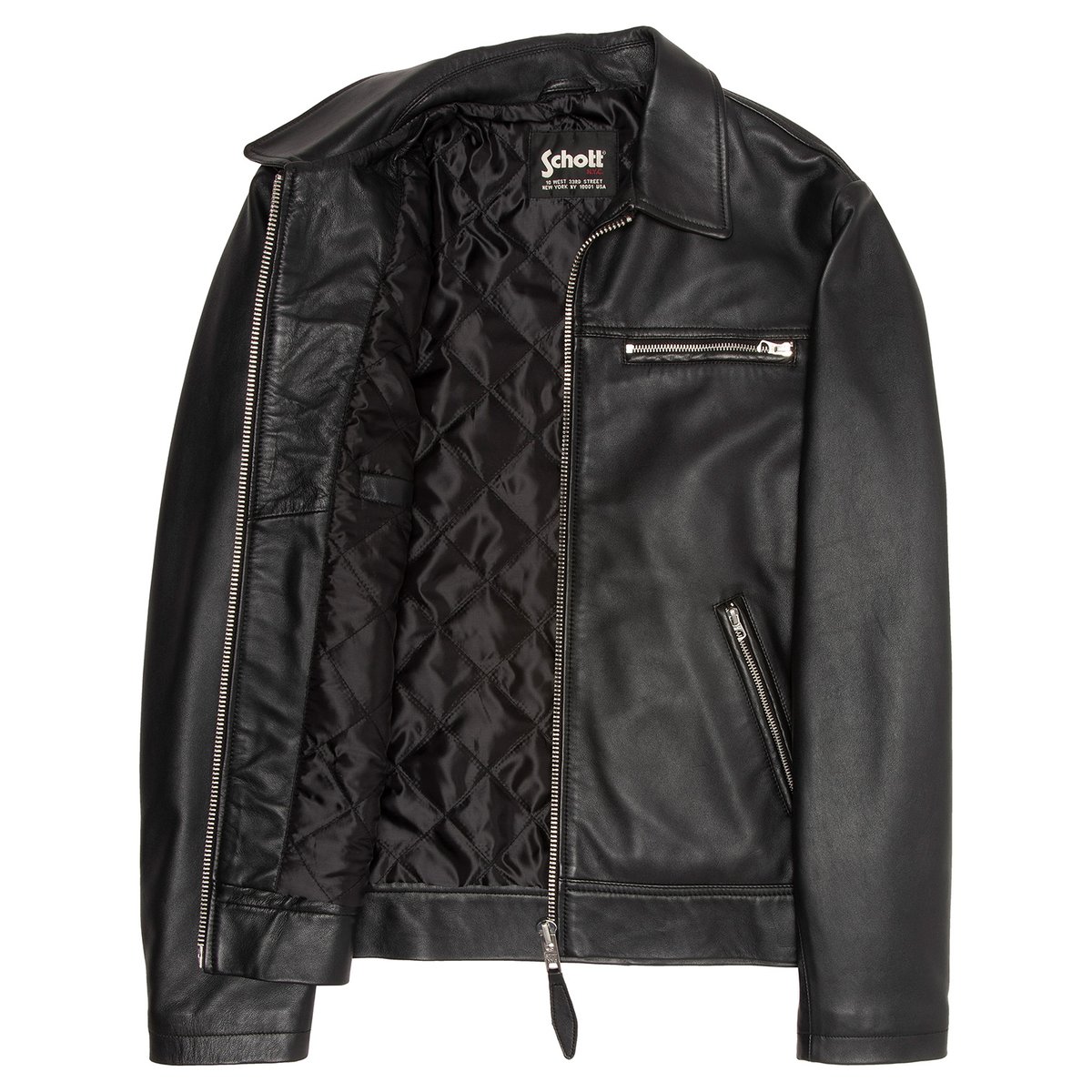 Blouson casual, cuir d'agneau noir, SCHOTT