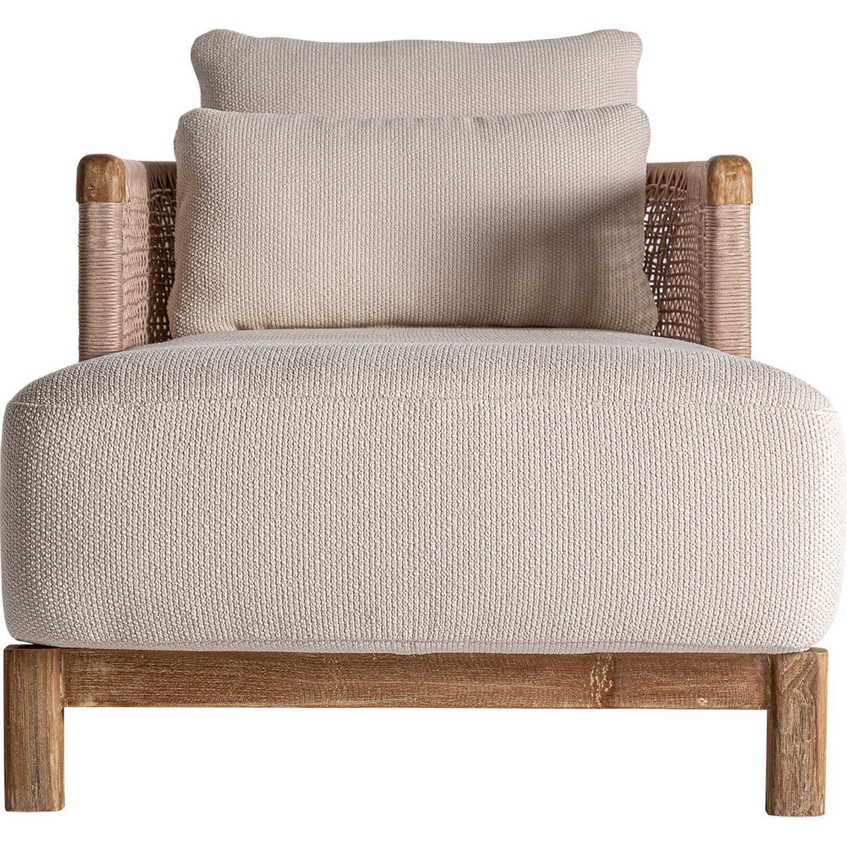 Chaise longue bohème S.TRENA en bois beige et bois brun, RECOLLECTION