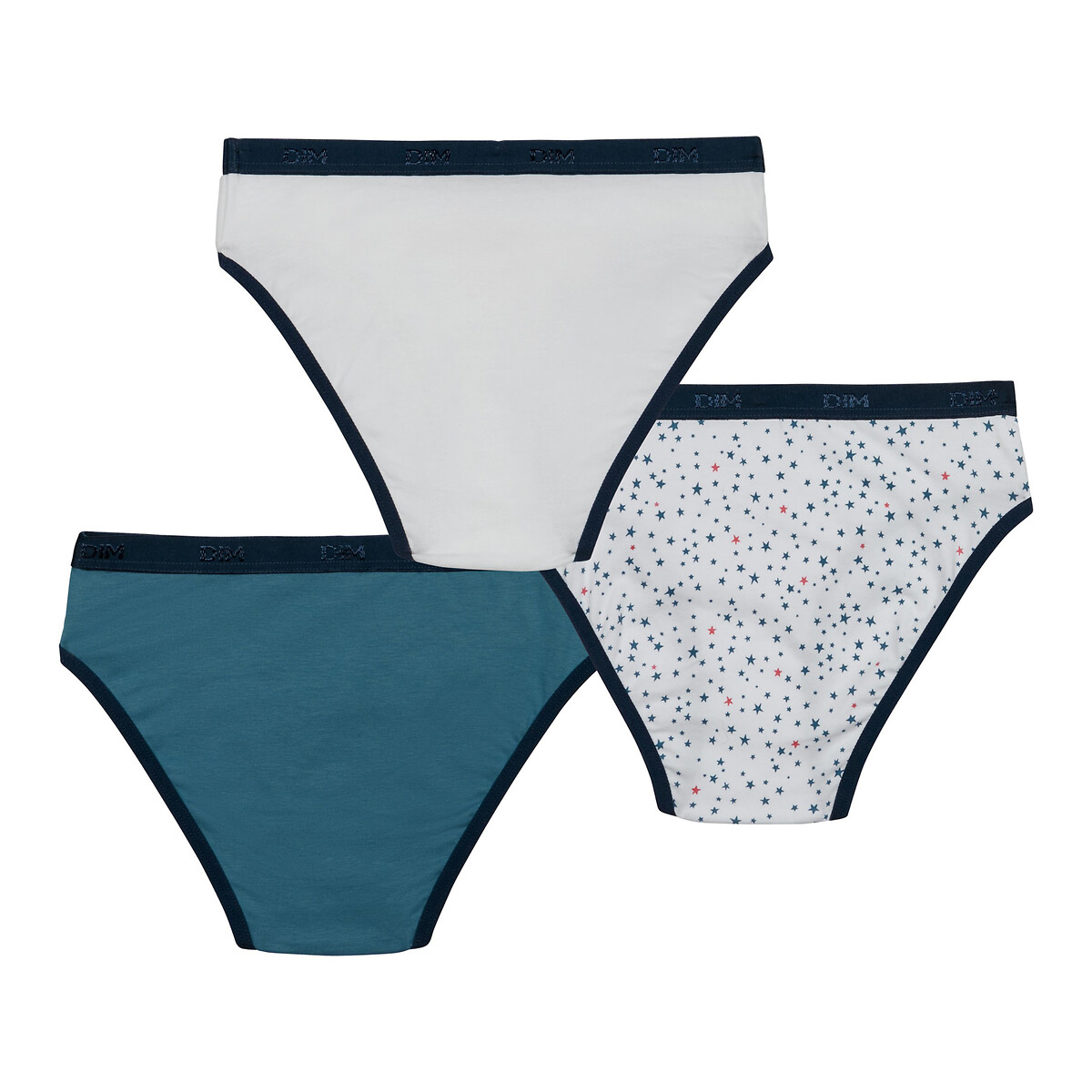 Lot de 3 culottes bleu + blanc, DIM