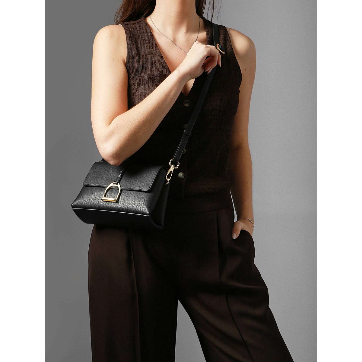 Sac bandoulière S Torsade cuir noir, ETRIER