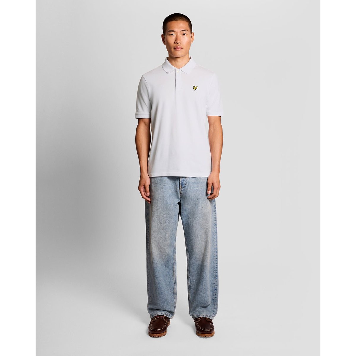 Polo jacquard à liserés contrastés blanc, LYLE & SCOTT