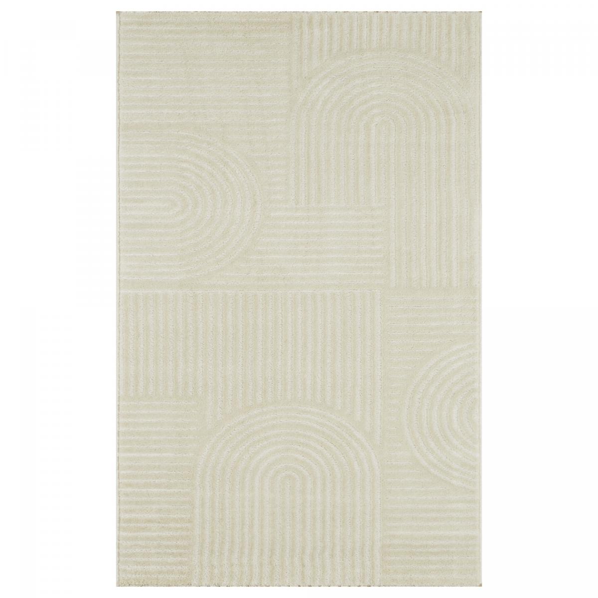 Tapis salon et chambre tissé motif géométrique CERABI crème, UN AMOUR DE TAPIS